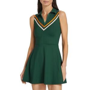 Maqui Active Polo Striped Dark Green Athleisure Tennis Minidress